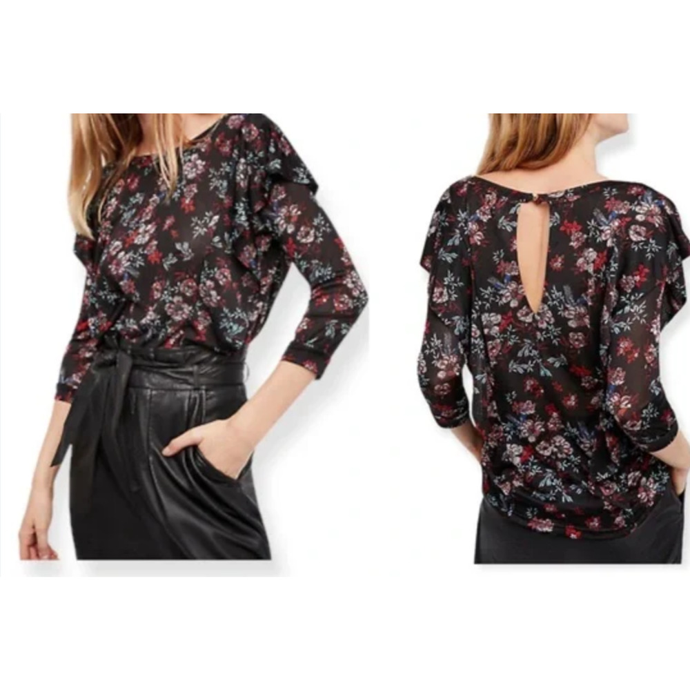 NEW Womens Free People Floral Top, Black sz S career whimsigoth fairy‎ cocktail